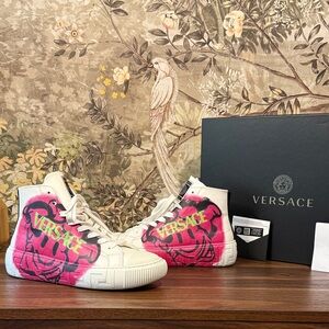 Versace Medusa Graffiti Leather Sneakers